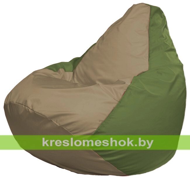 Кресло-мешок Груша Макси Г2.1-91 (основа оливковая, вставка бежевая тёмная) от компании Интернет-магазин "Kreslomeshok" - фото 1