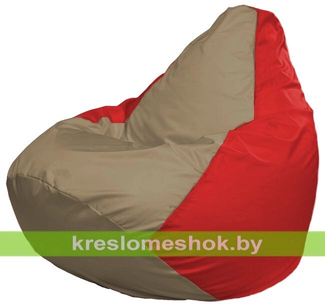 Кресло-мешок Груша Макси Г2.1-92 (основа красная, вставка бежевая тёмная) от компании Интернет-магазин "Kreslomeshok" - фото 1