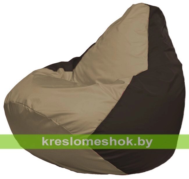 Кресло-мешок Груша Макси Г2.1-93 (основа коричневая, вставка бежевая тёмная) от компании Интернет-магазин "Kreslomeshok" - фото 1