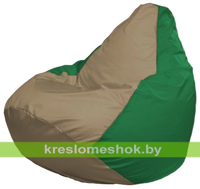 Кресло-мешок Груша Макси Г2.1-94 (основа зелёная, вставка бежевая тёмная) от компании Интернет-магазин "Kreslomeshok" - фото 1