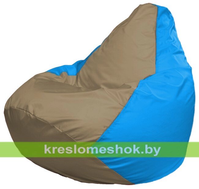 Кресло-мешок Груша Макси Г2.1-96 (основа голубая, вставка бежевая тёмная) от компании Интернет-магазин "Kreslomeshok" - фото 1