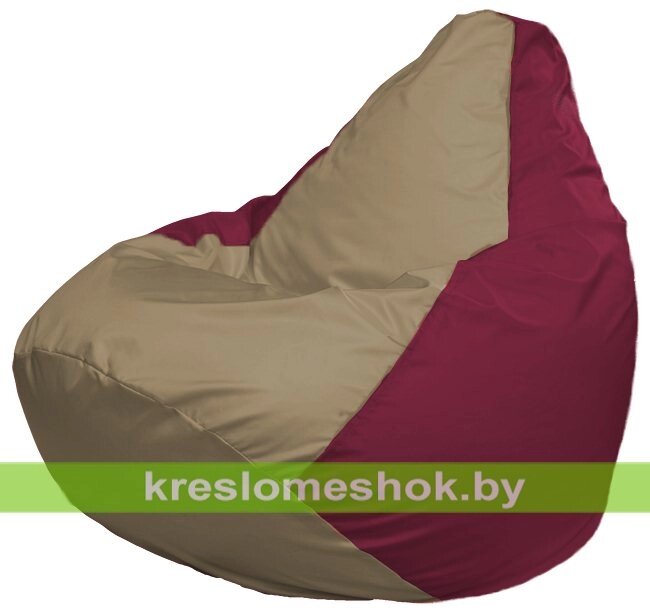 Кресло-мешок Груша Макси Г2.1-97 (основа бордовая, вставка бежевая тёмная) от компании Интернет-магазин "Kreslomeshok" - фото 1