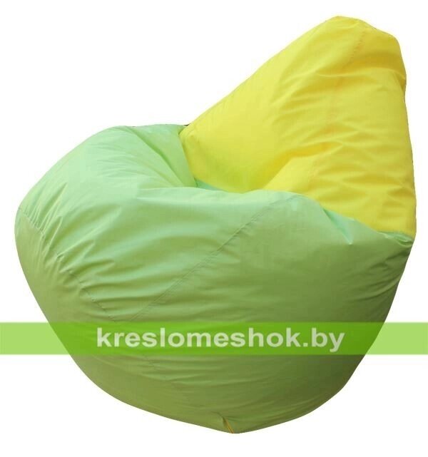 Кресло мешок Груша Макси Хэппи (основа салатовая, вставка жёлтая) от компании Интернет-магазин "Kreslomeshok" - фото 1