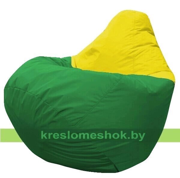 Кресло мешок Груша Макси Нэкст (основа зелёная, вставка жёлтая) от компании Интернет-магазин "Kreslomeshok" - фото 1