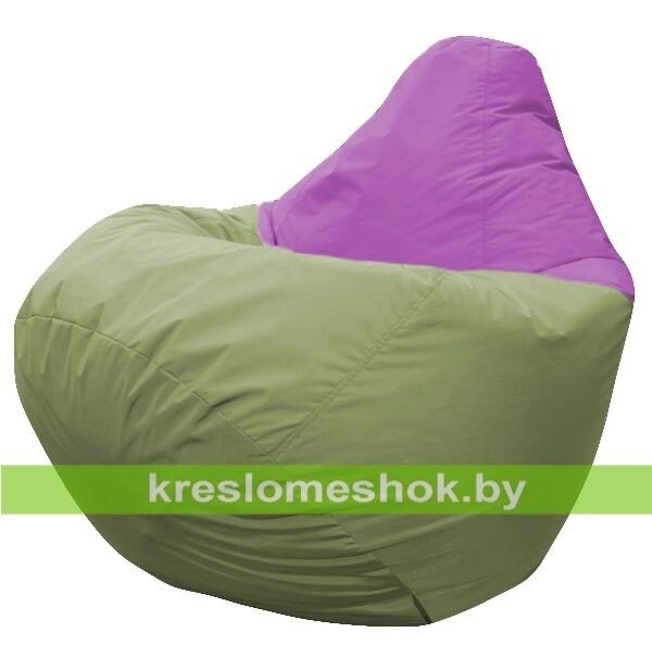 Кресло мешок Груша Марсель (основа оливковая, вставка фиолетовая) от компании Интернет-магазин "Kreslomeshok" - фото 1