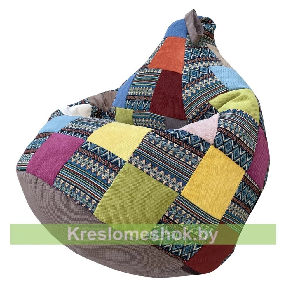 Кресло-мешок Груша Пэчворк (коричневый) от компании Интернет-магазин "Kreslomeshok" - фото 1