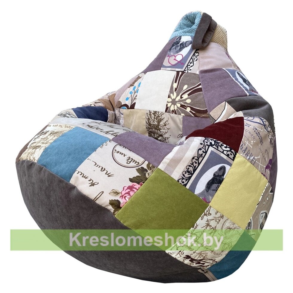Кресло-мешок Груша Пэчворк (серый) от компании Интернет-магазин "Kreslomeshok" - фото 1