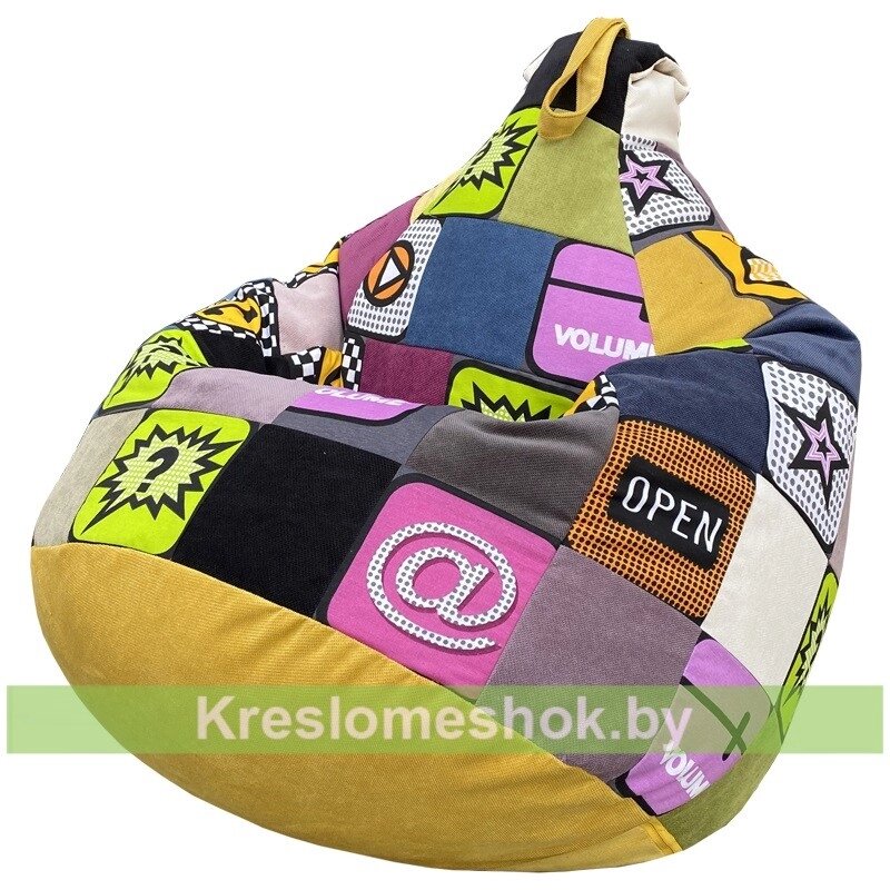 Кресло-мешок Груша Пэчворк (жёлтый) от компании Интернет-магазин "Kreslomeshok" - фото 1