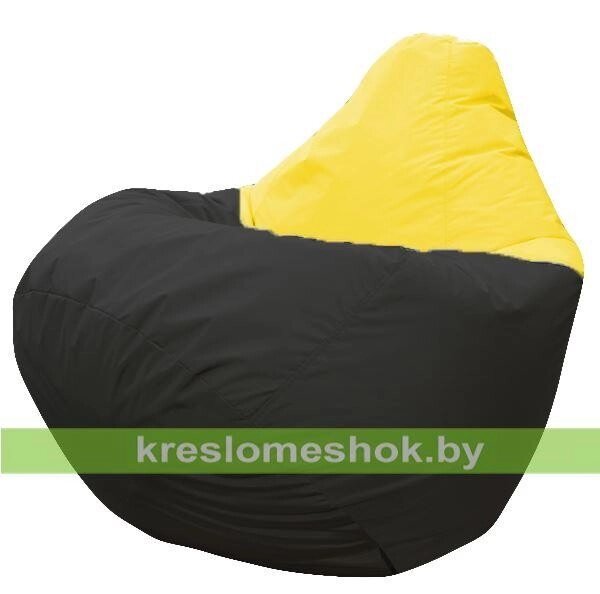 Кресло мешок Груша Твист (основа чёрная, вставка жёлтая) от компании Интернет-магазин "Kreslomeshok" - фото 1