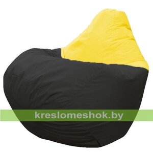 Кресло мешок Груша Твист (основа чёрная, вставка жёлтая)