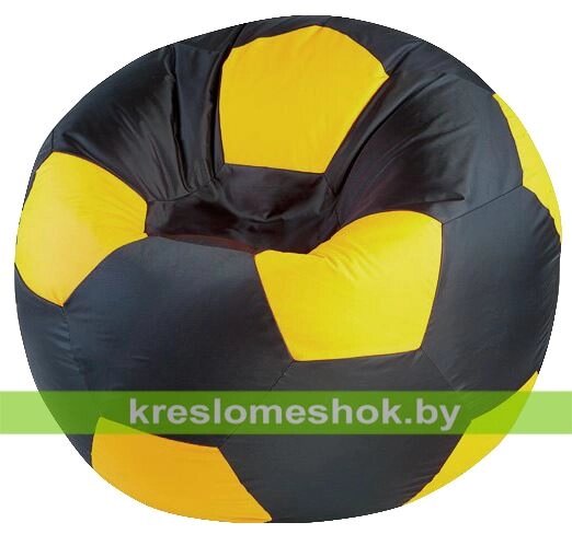 Кресло мешок Мяч М1.1-12 (основа чёрная, вставка жёлтая) от компании Интернет-магазин "Kreslomeshok" - фото 1