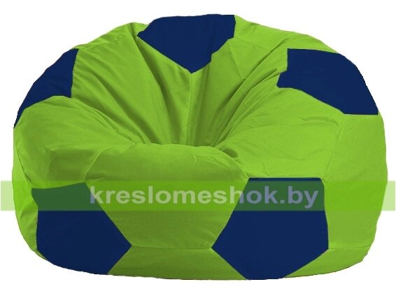 Кресло мешок Мяч М1.1-159 (основа салатовая, вставка синяя тёмная) от компании Интернет-магазин "Kreslomeshok" - фото 1