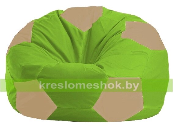 Кресло мешок Мяч М1.1-162 (основа салатовая, вставка бежевая) от компании Интернет-магазин "Kreslomeshok" - фото 1