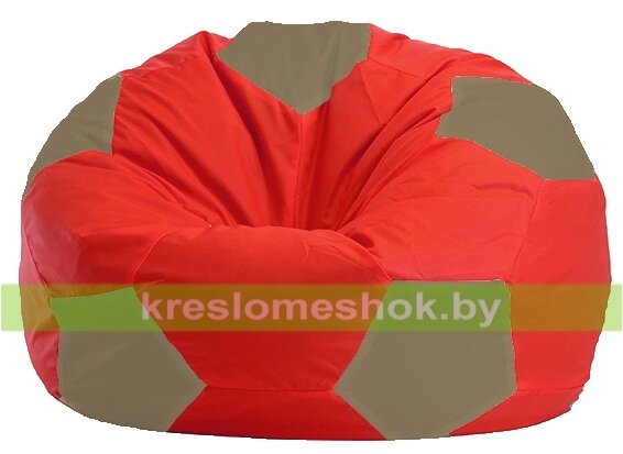 Кресло мешок Мяч М1.1-171 (основа красная, вставка бежевая тёмная) от компании Интернет-магазин "Kreslomeshok" - фото 1
