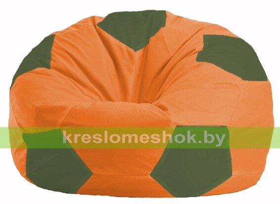 Кресло мешок Мяч М1.1-211 (основа оранжевая, вставка оливковая тёмная) от компании Интернет-магазин "Kreslomeshok" - фото 1