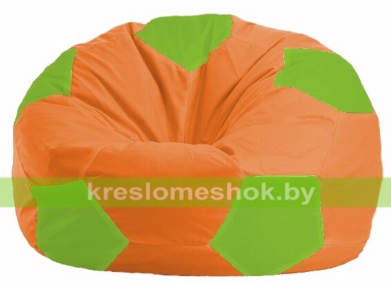 Кресло мешок Мяч М1.1-215 (основа оранжевая, вставка салатовая) от компании Интернет-магазин "Kreslomeshok" - фото 1