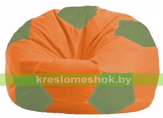 Кресло мешок Мяч М1.1-216 (основа оранжевая, вставка оливковая) от компании Интернет-магазин "Kreslomeshok" - фото 1