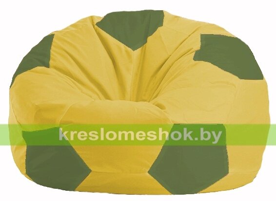 Кресло мешок Мяч М1.1-259 (основа жёлтая, вставка оливковая) от компании Интернет-магазин "Kreslomeshok" - фото 1