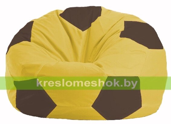 Кресло мешок Мяч М1.1-261 (основа жёлтая, вставка коричневая) от компании Интернет-магазин "Kreslomeshok" - фото 1