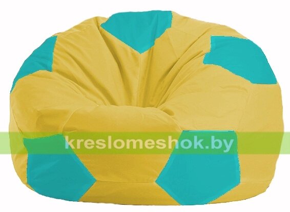 Кресло мешок Мяч М1.1-264 (основа жёлтая, вставка бирюзовая) от компании Интернет-магазин "Kreslomeshok" - фото 1