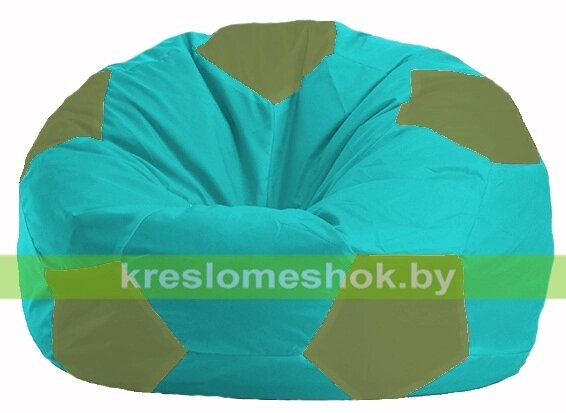 Кресло мешок Мяч М1.1-288 (основа бирюзовая, вставка оливковая) от компании Интернет-магазин "Kreslomeshok" - фото 1