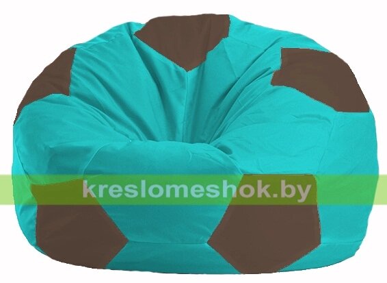 Кресло мешок Мяч М1.1-298 (основа бирюзовая, вставка коричневая) от компании Интернет-магазин "Kreslomeshok" - фото 1