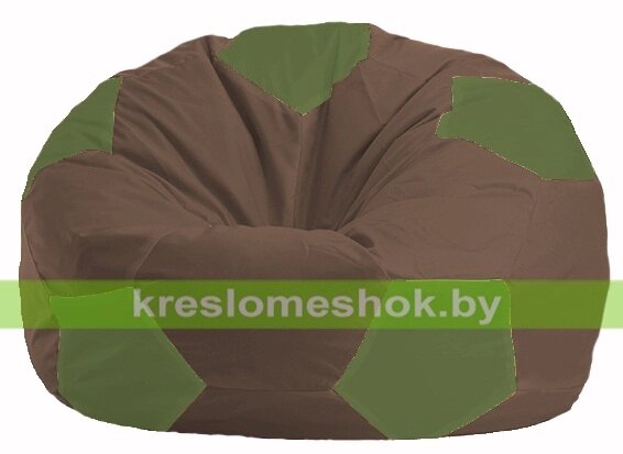 Кресло мешок Мяч М1.1-323 (основа коричневая, вставка оливковая) от компании Интернет-магазин "Kreslomeshok" - фото 1