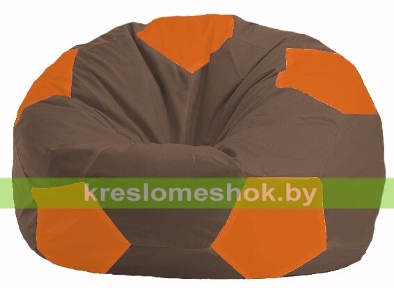 Кресло мешок Мяч М1.1-324 (основа коричневая, вставка оранжевая) от компании Интернет-магазин "Kreslomeshok" - фото 1