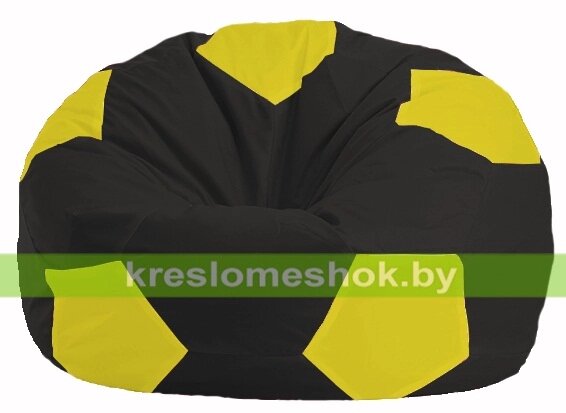 Кресло мешок Мяч М1.1-396 (основа чёрная, вставка жёлтая) от компании Интернет-магазин "Kreslomeshok" - фото 1