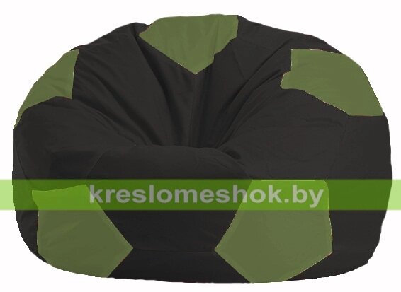 Кресло мешок Мяч М1.1-399 (основа чёрная, вставка оливковая) от компании Интернет-магазин "Kreslomeshok" - фото 1