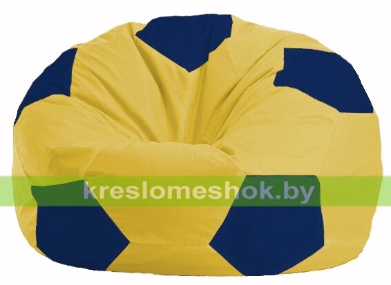 Кресло мешок Мяч М1.1-451 (основа жёлтая, вставка синяя тёмная) от компании Интернет-магазин "Kreslomeshok" - фото 1