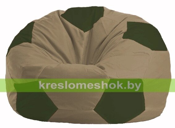 Кресло мешок Мяч М1.1-82 (основа бежевая тёмная, вставка оливковая тёмная) от компании Интернет-магазин "Kreslomeshok" - фото 1