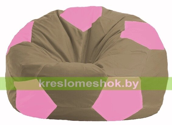 Кресло мешок Мяч М1.1-89 (основа бежевая тёмная, вставка розовая) от компании Интернет-магазин "Kreslomeshok" - фото 1