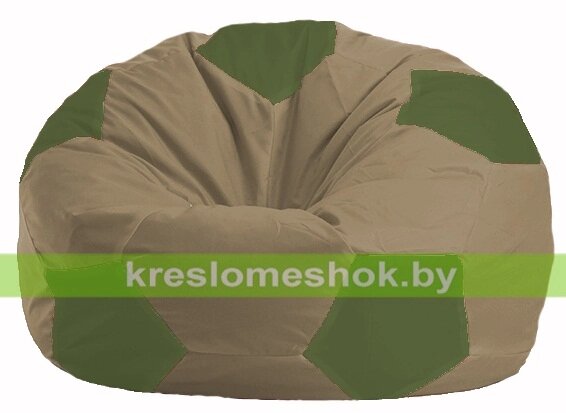 Кресло мешок Мяч М1.1-91 (основа бежевая тёмная, вставка оливковая) от компании Интернет-магазин "Kreslomeshok" - фото 1