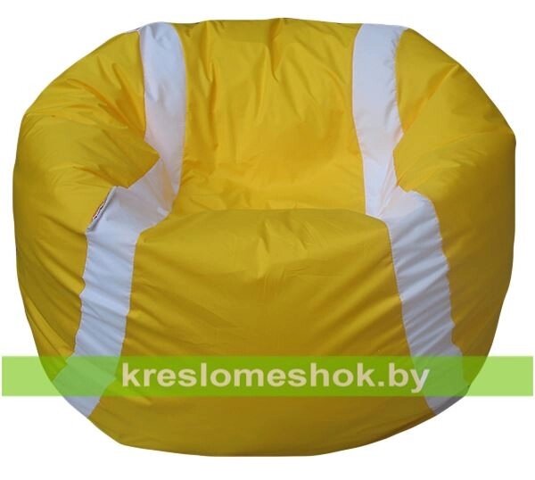 Кресло мешок Мяч теннисный М1.1-001 (основа жёлтая, вставка белая) от компании Интернет-магазин "Kreslomeshok" - фото 1