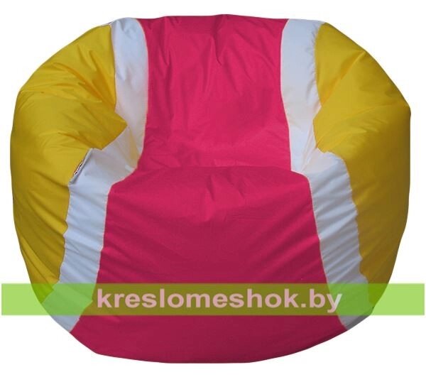 Кресло мешок Мяч теннисный М1.1-002 (основа жёлтая, вставка фуксия и белая) от компании Интернет-магазин "Kreslomeshok" - фото 1