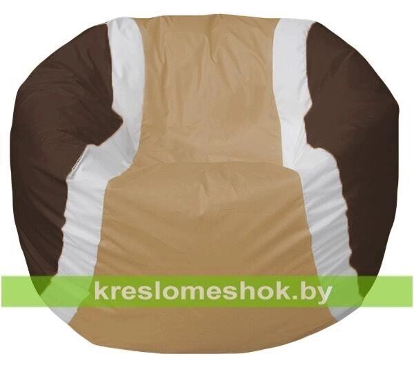 Кресло мешок Мяч теннисный (основа коричневая, вставка белая и бежевая) от компании Интернет-магазин "Kreslomeshok" - фото 1