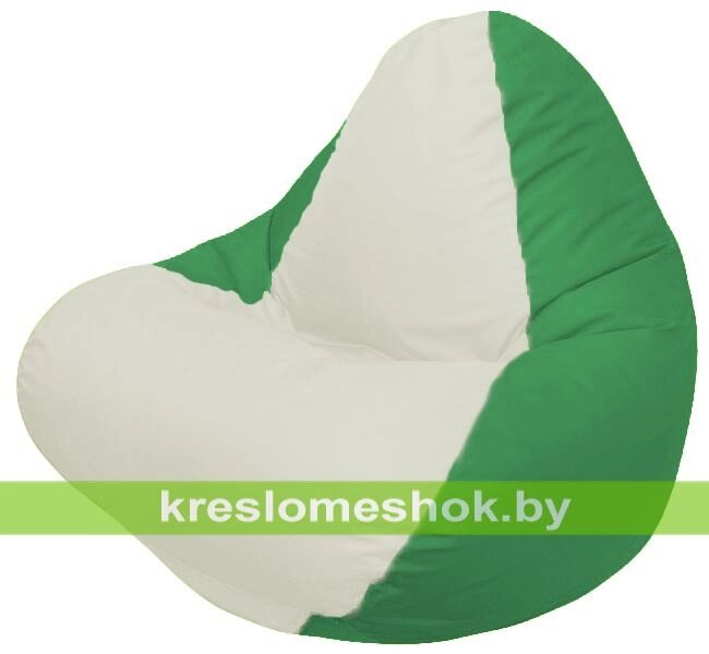 Кресло мешок RELAX Г4.1-004 (основа зелёная, вставка белая) от компании Интернет-магазин "Kreslomeshok" - фото 1