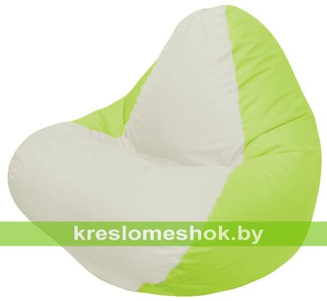 Кресло мешок RELAX Г4.1-006 (основа салатовая, вставка белая) от компании Интернет-магазин "Kreslomeshok" - фото 1