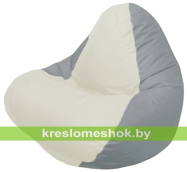 Кресло мешок RELAX Г4.1-007 (основа серая, вставка белая) от компании Интернет-магазин "Kreslomeshok" - фото 1
