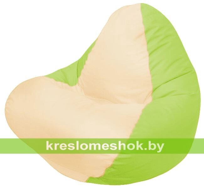 Кресло мешок RELAX Г4.1-021 (основа салатовая, вставка бежевая) от компании Интернет-магазин "Kreslomeshok" - фото 1