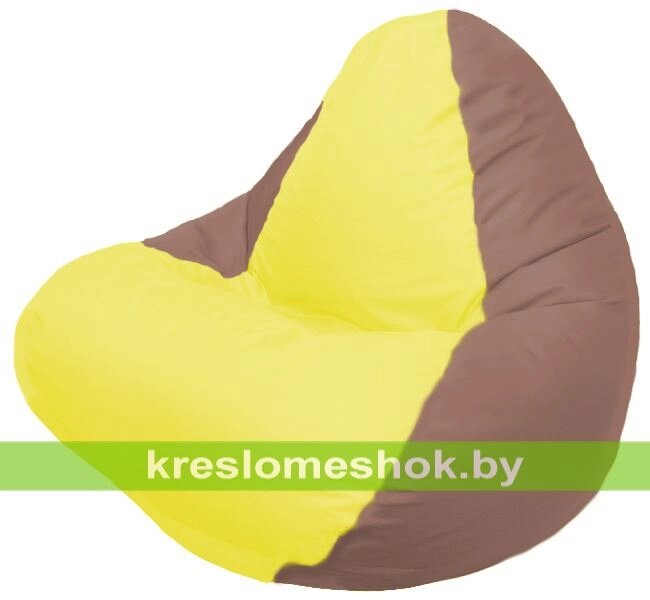 Кресло мешок RELAX Г4.1-031 (основа коричневая, вставка жёлтая) от компании Интернет-магазин "Kreslomeshok" - фото 1