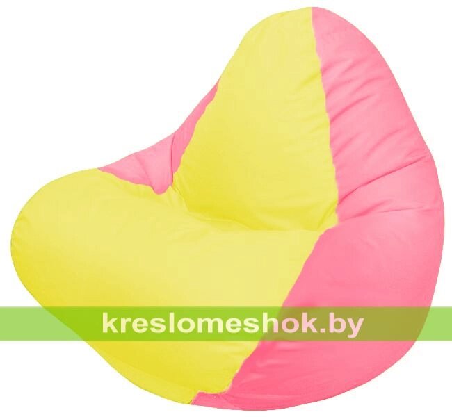 Кресло мешок RELAX Г4.1-035 (основа розовая, вставка жёлтая) от компании Интернет-магазин "Kreslomeshok" - фото 1