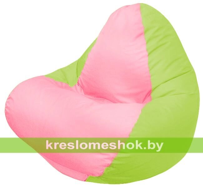 Кресло мешок RELAX Г4.1-045 (основа салатовая, вставка розовая) от компании Интернет-магазин "Kreslomeshok" - фото 1