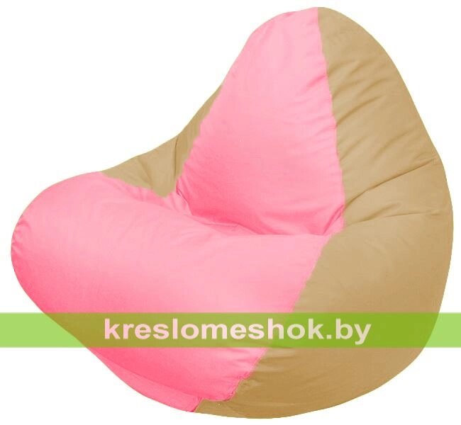 Кресло мешок RELAX Г4.1-050 (основа бежевая тёмная, вставка розовая) от компании Интернет-магазин "Kreslomeshok" - фото 1