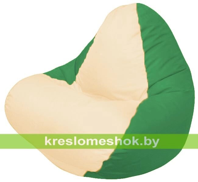 Кресло мешок RELAX Г4.1-017 (основа зелёная, вставка бежевая) от компании Интернет-магазин "Kreslomeshok" - фото 1