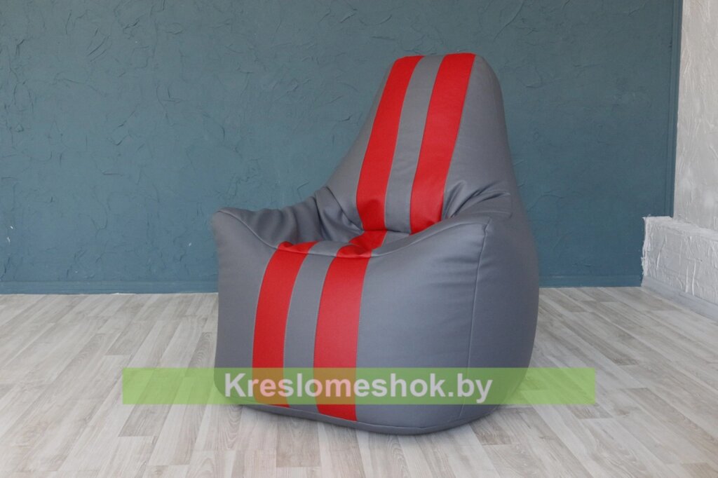Кресло мешок Спортинг Чемпион (серый+красный) от компании Интернет-магазин "Kreslomeshok" - фото 1