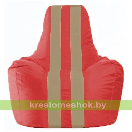 Кресло-мешок Спортинг С1.1-171 (основа красная, вставка бежевая тёмная) от компании Интернет-магазин "Kreslomeshok" - фото 1