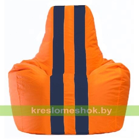 Кресло-мешок Спортинг С1.1-209 (основа оранжевая, вставка синяя тёмная) от компании Интернет-магазин "Kreslomeshok" - фото 1