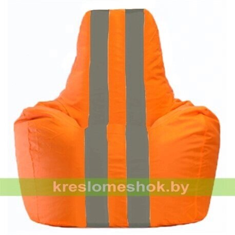 Кресло-мешок Спортинг С1.1-210 (основа оранжевая, вставка серая тёмная) от компании Интернет-магазин "Kreslomeshok" - фото 1